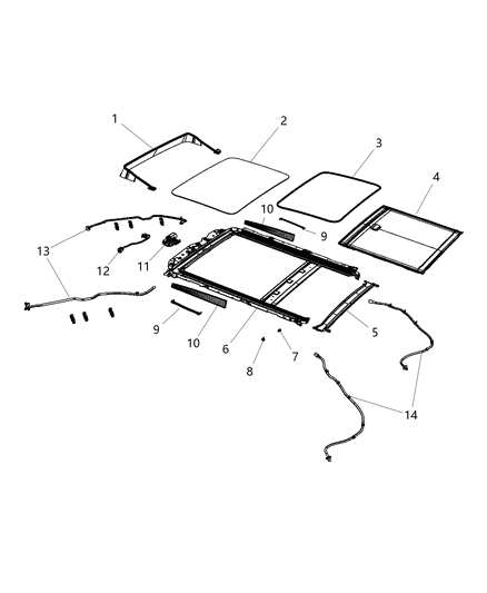 2017 Chrysler 200 Cover Kit-SUNROOF Mechanism Diagram for 68350294AA
