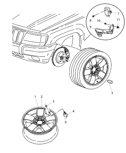 2007 Jeep Grand Cherokee  Aluminum Wheel Diagram for 1BN34PAKAA