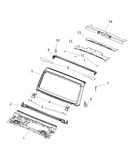 2021 Jeep Wrangler  Seal-Windshield Header Diagram for 68271695AH