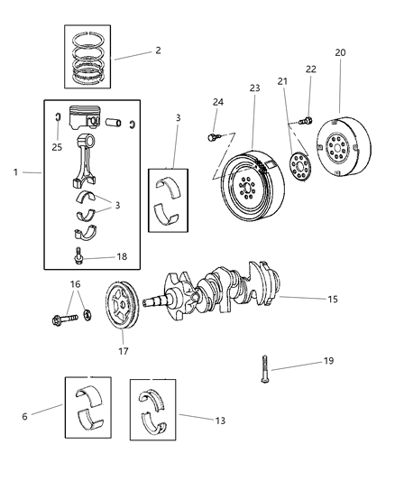 1999 Chrysler Concorde  Bearing Pkg-CRANKSHAFT Diagram for 4796543