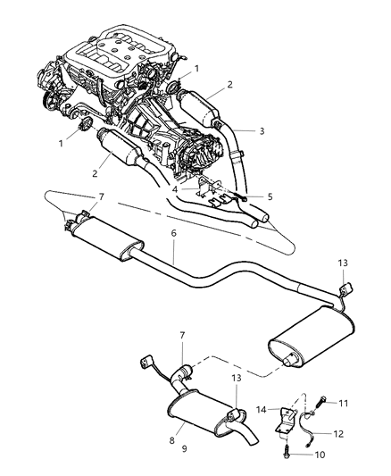 2002 Dodge Intrepid  Clamp-Exhaust Manifold Diagram for 4581014AB