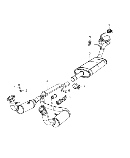 2010 Dodge Nitro  Exhaust Muffler Diagram for 52125106AI