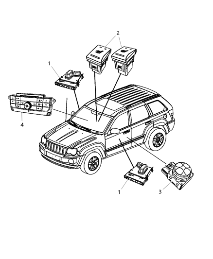 2016 Jeep Grand Cherokee  Switch-Power Seat Diagram for 56049428AE