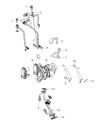 2012 Dodge Caliber  Gasket-Turbo Oil Drain Pipe Diagram for 68089390AA