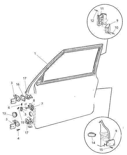 1998 Jeep Cherokee  Front Door Hinge Diagram for 55235368AB