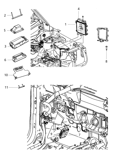 2011 Jeep Compass  Engine Control Module/Ecu/Ecm/Pcm Diagram for 5150542AD