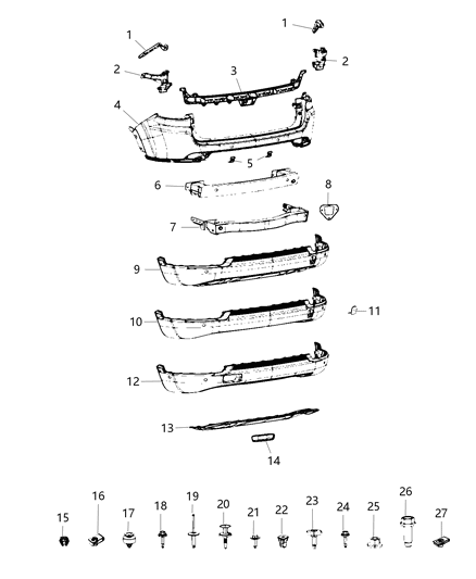 2021 Jeep Compass  Rear Bumper Cover Lower Diagram for 68352700AB