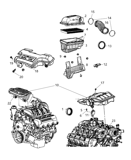 2008 Dodge Ram 1500  Fuel Clean Air Duct Diagram for 53032044AB