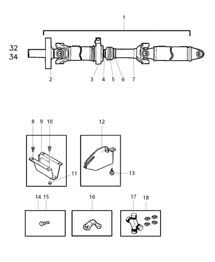 1998 Dodge Ram 1500  YOKE-Drive Shaft Diagram for 4384329AC