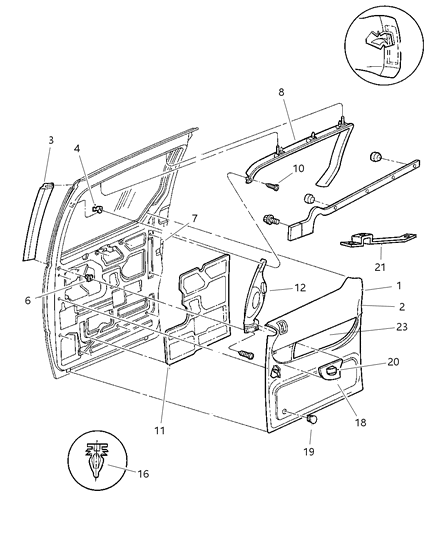 2000 Chrysler Voyager  RETAINER-Door Trim Panel Diagram for 6505292AA