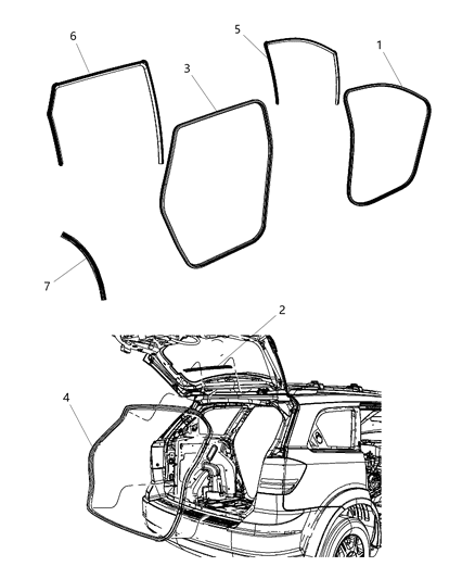 2020 Dodge Journey  WEATHERSTRIP-Front Door Opening Diagram for 5076863AG