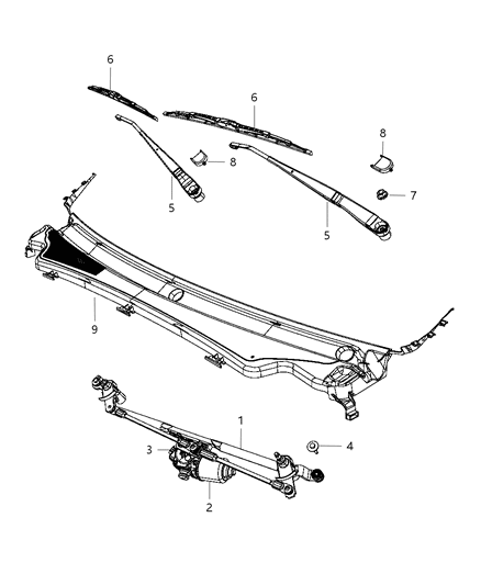 2013 Jeep Grand Cherokee  Motor-Windshield WIPER Diagram for 68079854AA