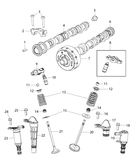 2017 Chrysler Pacifica  Tappet Valve Lash Diagram for 5047883AB