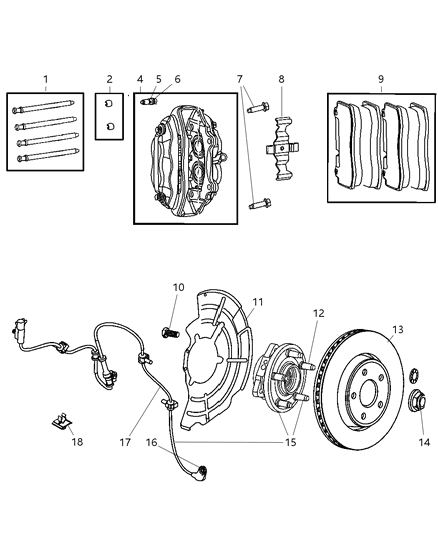 2009 Jeep Grand Cherokee  CALIPER-Disc Brake Diagram for 5175106AB