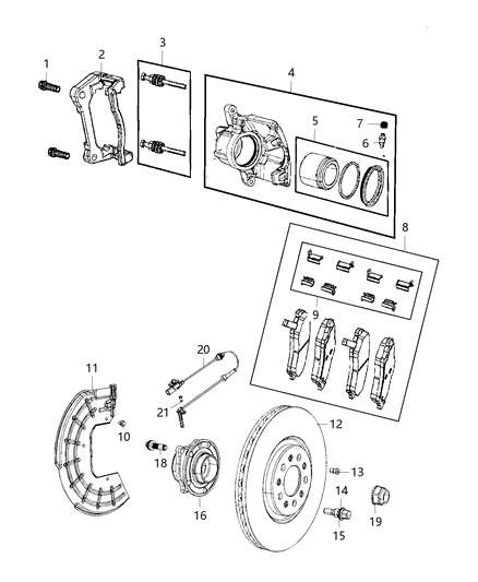 2015 Chrysler 200  Adapter-Disc Brake CALIPER Diagram for 68248311AA