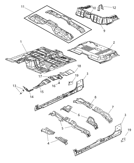 2006 Dodge Dakota  Support-Floor Pan Diagram for 55359930AA