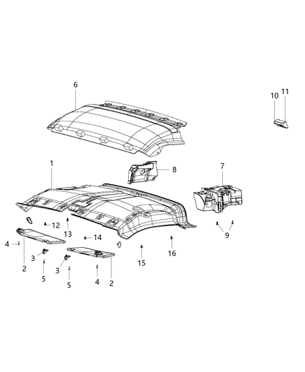 2021 Ram ProMaster 2500  Headliner Diagram for 5QY70LWRAC