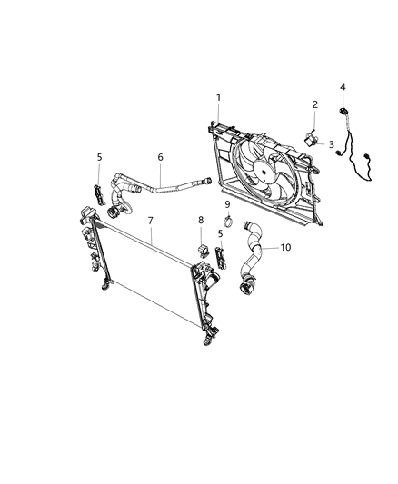 2015 Jeep Renegade  FANMODULE-Radiator Cooling Diagram for 68248150AA