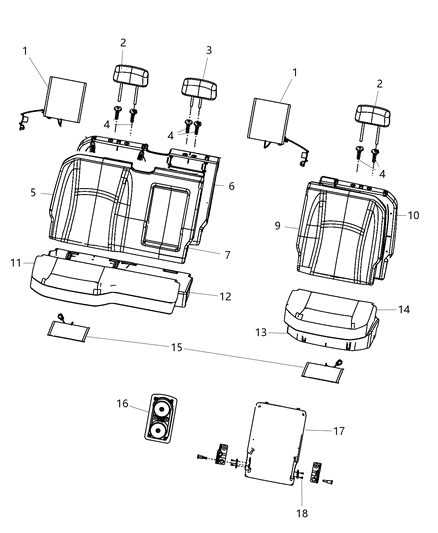2020 Ram 1500  HEADREST-Rear Diagram for 5NA61DX9AA