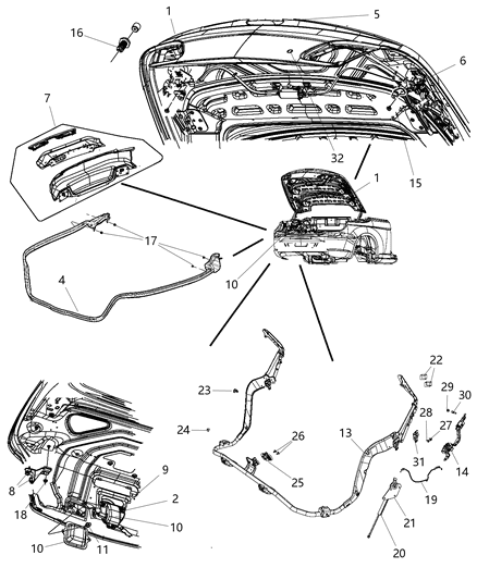 2008 Chrysler Sebring  STRIKER-DECKLID Latch Diagram for 68029309AA