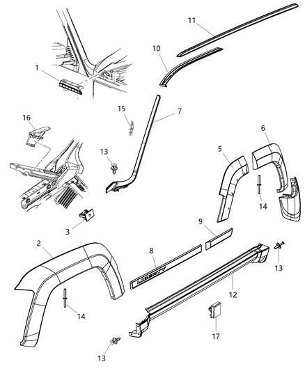 2011 Jeep Liberty  Flare-Fender Wheel Opening Diagram for 1CK60TZZAF
