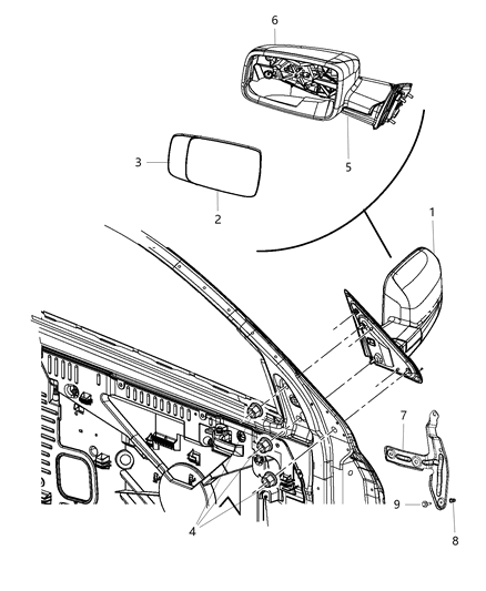 2014 Ram 4500  Door Mirror Diagram for 68142668AD