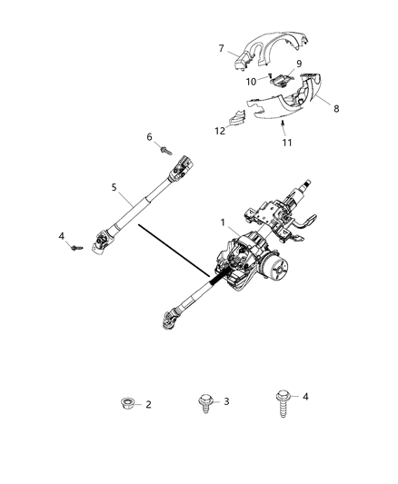 2016 Jeep Renegade  Column-Steering Diagram for 68312321AA
