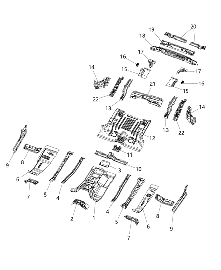 2020 Jeep Wrangler  Front Side Rail Rear Diagram for 68298736AC