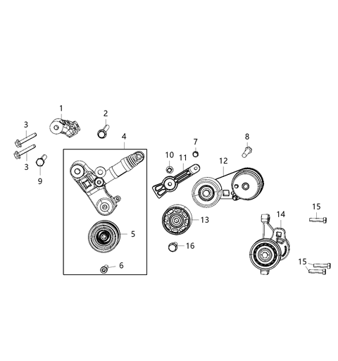 2020 Jeep Wrangler  TENSIONER-Belt Diagram for 5281590AB