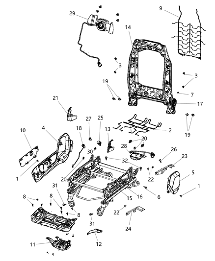 2010 Dodge Ram 2500  ADJUSTER-Manual Seat Diagram for 68050475AA