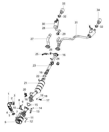 2020 Ram 1500  Exhaust Pipe Diagram for 68268212AE