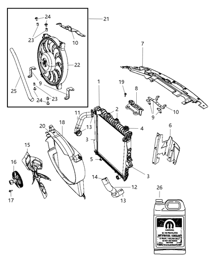 2009 Dodge Durango  SHROUD-SHROUD-Radiator Diagram for 52028998AE