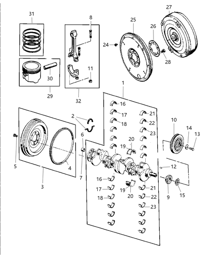 2006 Jeep Wrangler  Bearing Kit-CRANKSHAFT Diagram for 83507080AB