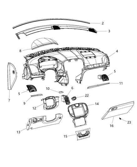 2012 Chrysler 300 Panel-Instrument Panel Diagram for 1VU72DX9AA
