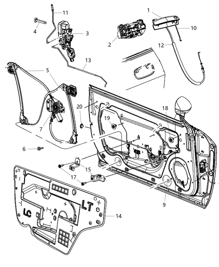 2012 Dodge Challenger  Cable-Outside Handle Diagram for 68064950AC