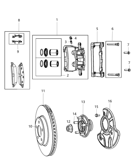 2006 Dodge Magnum  Front Disc Brake Pad Kit Diagram for 2AMV3558AB