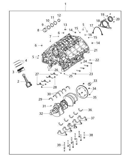 2019 Jeep Grand Cherokee  CRANKSHAF-Engine Diagram for 53010906AB