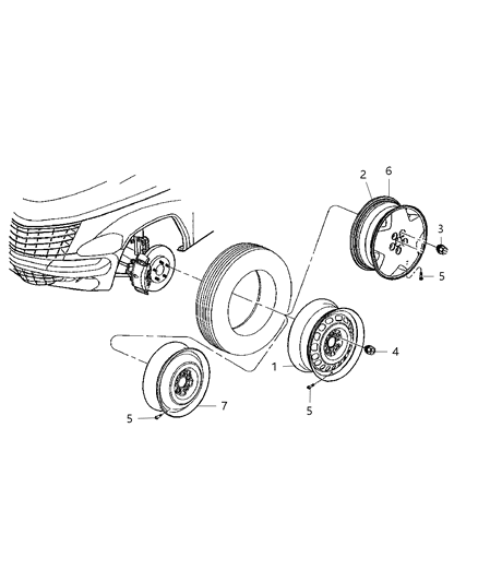 2008 Chrysler PT Cruiser  Steel Wheel Diagram for 5272864AD
