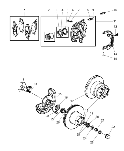 2002 Dodge Ram Van  BUSHING-Disc Brake CALIPER Diagram for 5003896AA