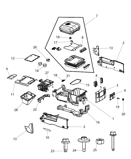 2010 Dodge Ram 2500 Console ARMREST Diagram for 1NN17XDVAA