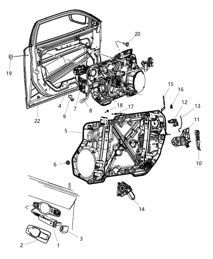 2019 Chrysler 300  Handle-Exterior Door Diagram for 1RH64GW7AG