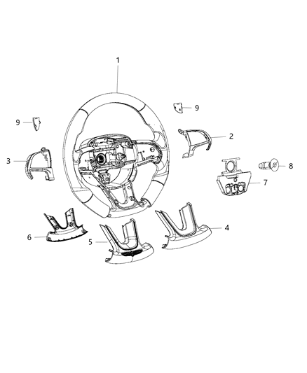 2018 Jeep Grand Cherokee  Bezel-Steering Wheel Diagram for 5RB84NCCAA