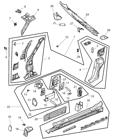 2004 Chrysler Crossfire  Frame-Windshield Side Diagram for 5097464AA
