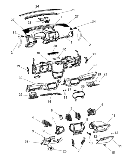 2019 Jeep Cherokee  Bezel-Instrument Cluster Diagram for 6AS041X9AB