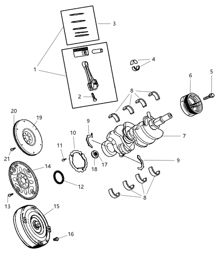 2007 Dodge Ram 1500  Bearing Kit-CRANKSHAFT Diagram for 5066736AB