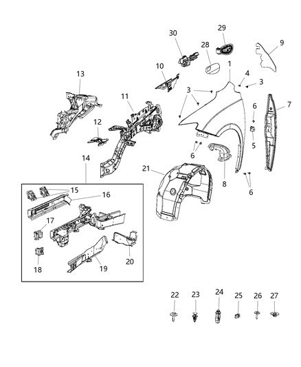 2017 Chrysler Pacifica  Pin-Push Diagram for 6508712AA