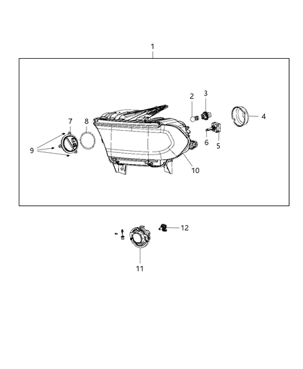 2019 Dodge Durango  Headlight Left Diagram for 68299134AD