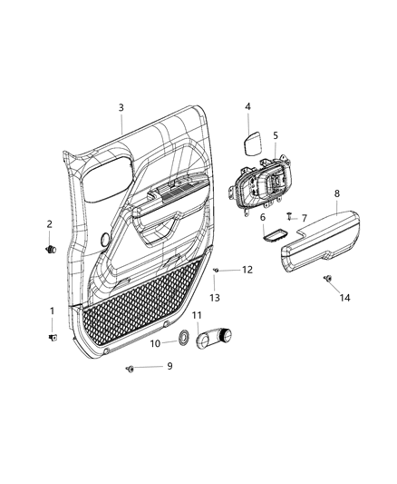 2020 Jeep Wrangler  Mat-Pull Cup Diagram for 68400340AB