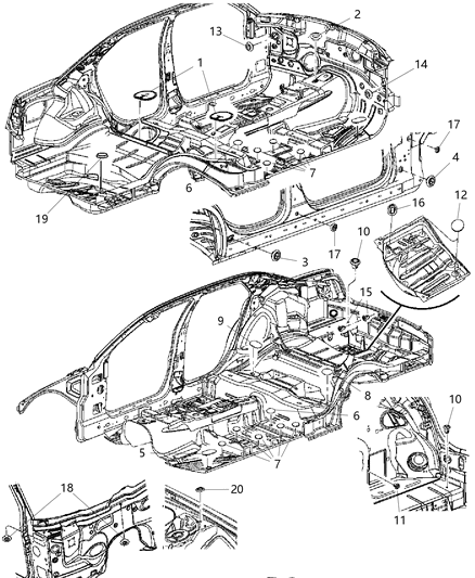 2012 Chrysler 300  Grommet Diagram for 68088450AA
