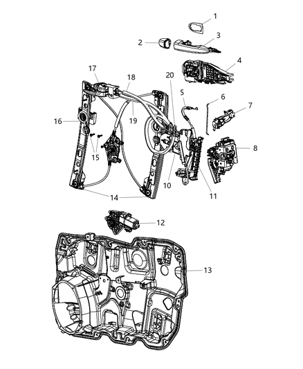 2016 Dodge Dart  Handle-Exterior Door Diagram for 1SZ26KBUAG
